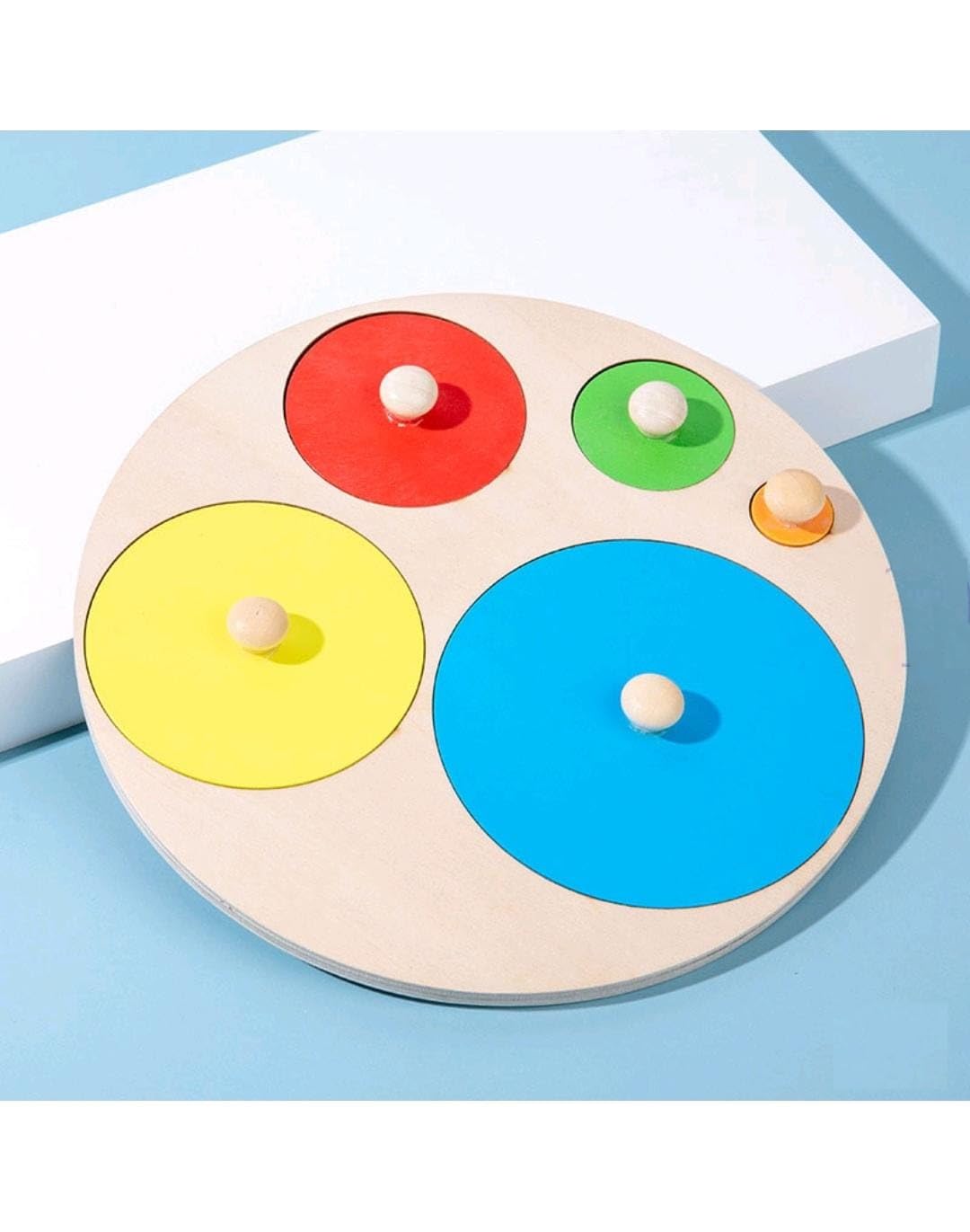 Prescent Colorful Round Wooden Educational Intelligence Learning Puzzle Toy Gifts For Kids And More