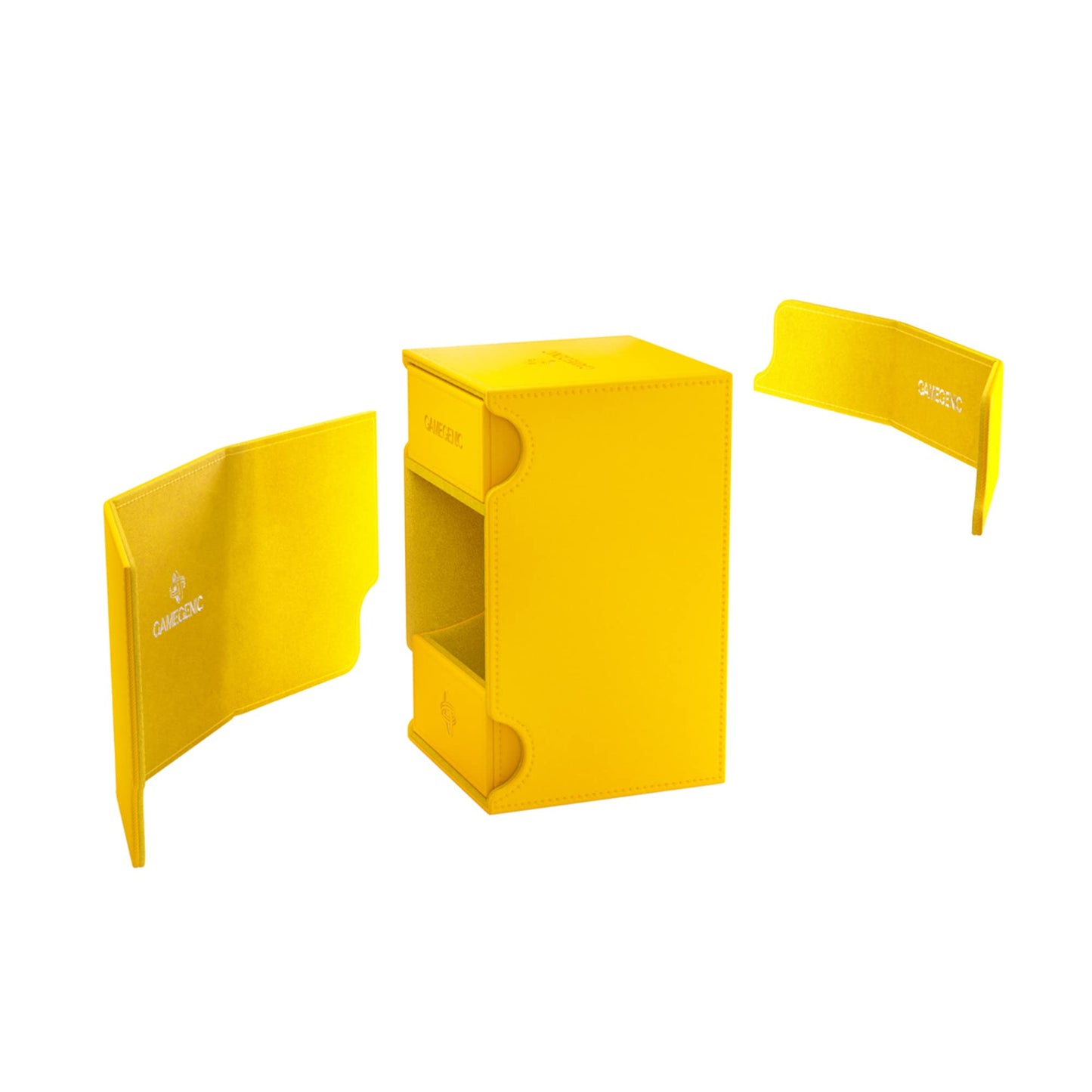 Gamegenic Watchtower 100+ Xl Convertible Deck Box - Double-Sleeved Card Storage, Card Game Protector, Nexofyber Surface, Holds Up To 100 Cards, Yellow Color, Made