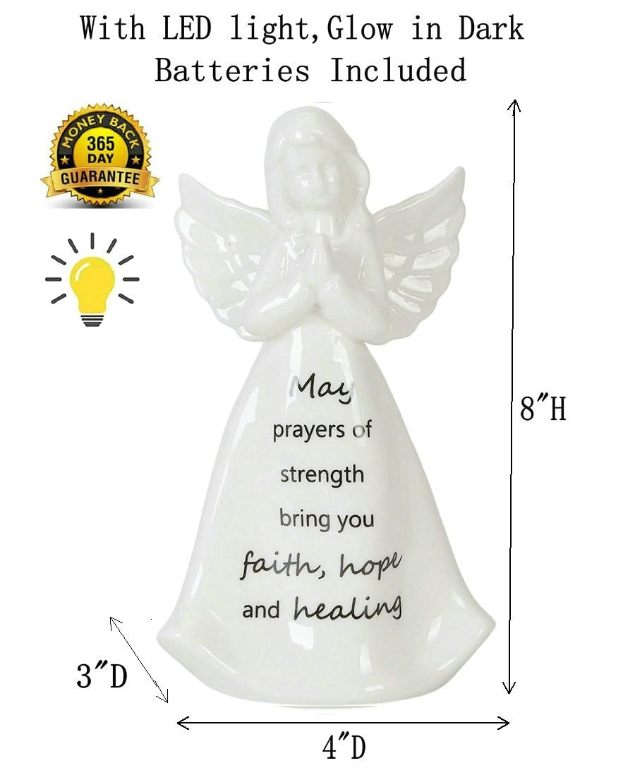 Adavas.Y&G Ceramic Praying Angel Figurine Best Gift For Loved Ones Healing Angel Night Light 7' H