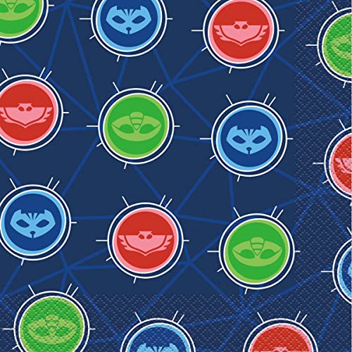 PJ Masks Birthday Party Supplies Decoration Bundle includes Lunch Plates, Napkins, Cups, Table Cover, Paper Masks (Bundle for 16