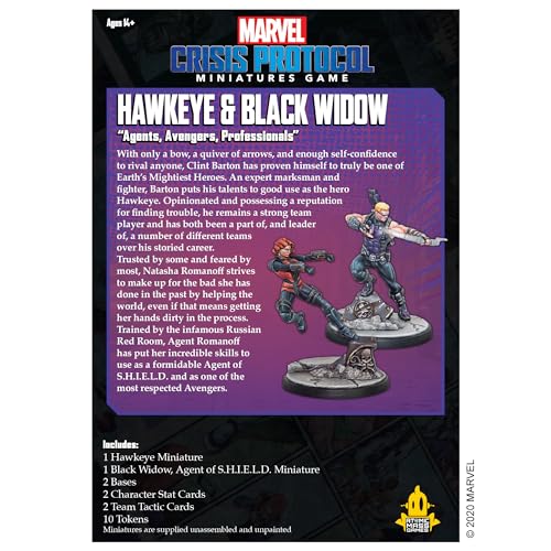 Marvel: Crisis Protocol Hawkeye and Black Widow CHARACTER PACK - Sharpshooters Unite to Defend Earth! Tabletop Superhero Game, A