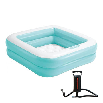 Toy Imagine 3 Feet Baby Bath Tub/Pool For 0-4 Years - Inflatable, Portable & Foldable Blue Square Swimming Pool For Kids | Indoo
