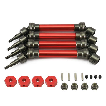 RCAWD 4X Slider Front/Rear Drive Shaft Set for 1/10 Arrma Big Rock 4X4 V3 3S Blx Brushless Monster Truck RTR Upgrade Parts(Red)