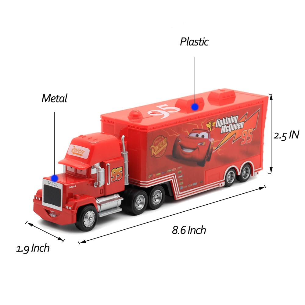 Svorufy Car 2 3 Toys, Truck And Car Set, Movie Car, Metal And Plastic Material, Children'S Christmas And Birthday Gifts (Mack Tr