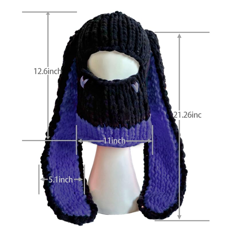 Xkcl Bunny Hat - Funny Long Ears Fluffy Cosplay Party Hat (Black Purple)