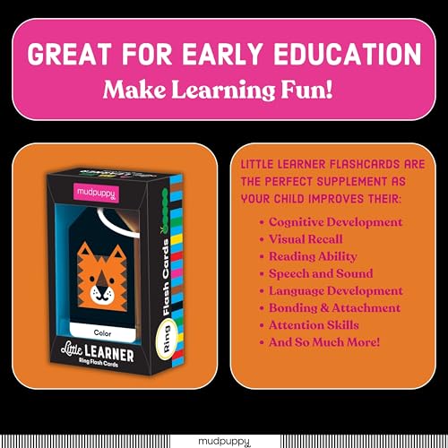 Mudpuppy Little Learner - Ring Flashcards 26 Durable Double Sided Shapes & Numbers Cards With Reclosable Ring With Colorful Art
