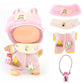 WALLFID Doll Clothes for Labubu   4-Piece Outfit Set for 17cm Dolls   Fashion Outfit with Hat Top Pants & Accessories  Doll Wardrobe Essentials (No Doll) (Sweetie Pink)