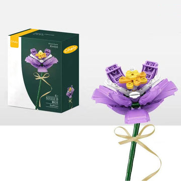 Cihely Flower Bouquet Building Blocks Kits Saffron Purple 601232-B, Artificial Flowers Building Project To Release Stress And Fo