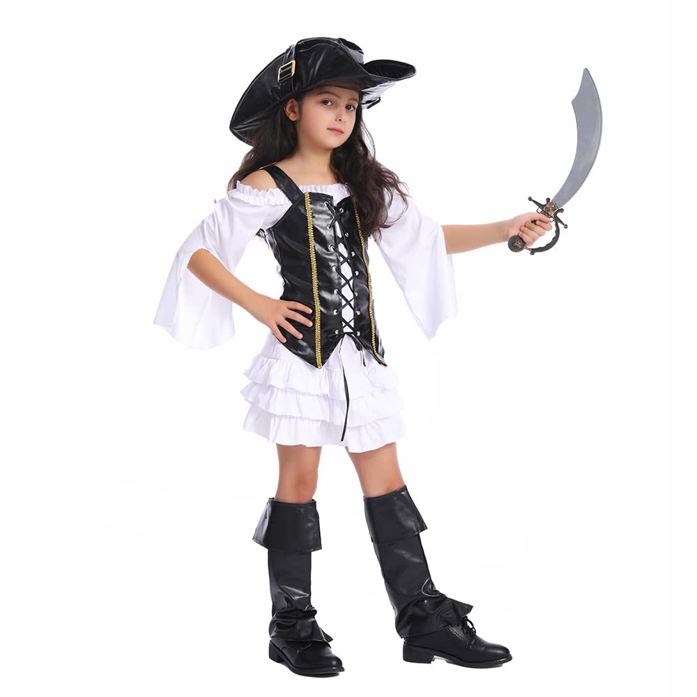 PGOND Cute Pirate Girls Halloween Dress up Costume (13-14Y)