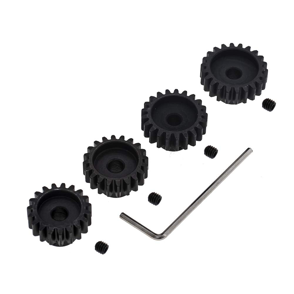 4pcs Mod 1 Pinion Gear 5mm Set Hardened 19T 20T 21T 22T M1 Pitch Gears RC Upgrade Part with Screwdriver