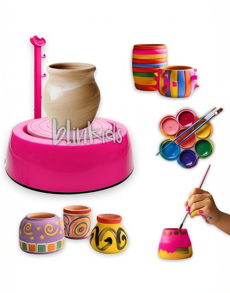 Blinkids Toys Pottery Wheel Kit  Battery Operated Pottery Wheel For Beginners With Clay, Sculpting Clay & Tools, Arts & Crafts 