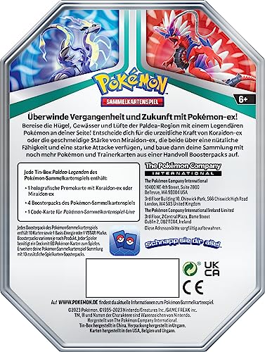 Pok  mon - Trading Card Game: Tin-Box Paldea Legends - Miraidon (1 Holographic Card & 4 Booster Packs)