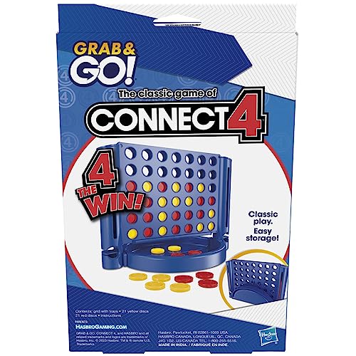 Hasbro Gaming Connect 4 Portable Game, Mini Travel Size, Multicolor, Ages 6+, Model F8253, 2 Players
