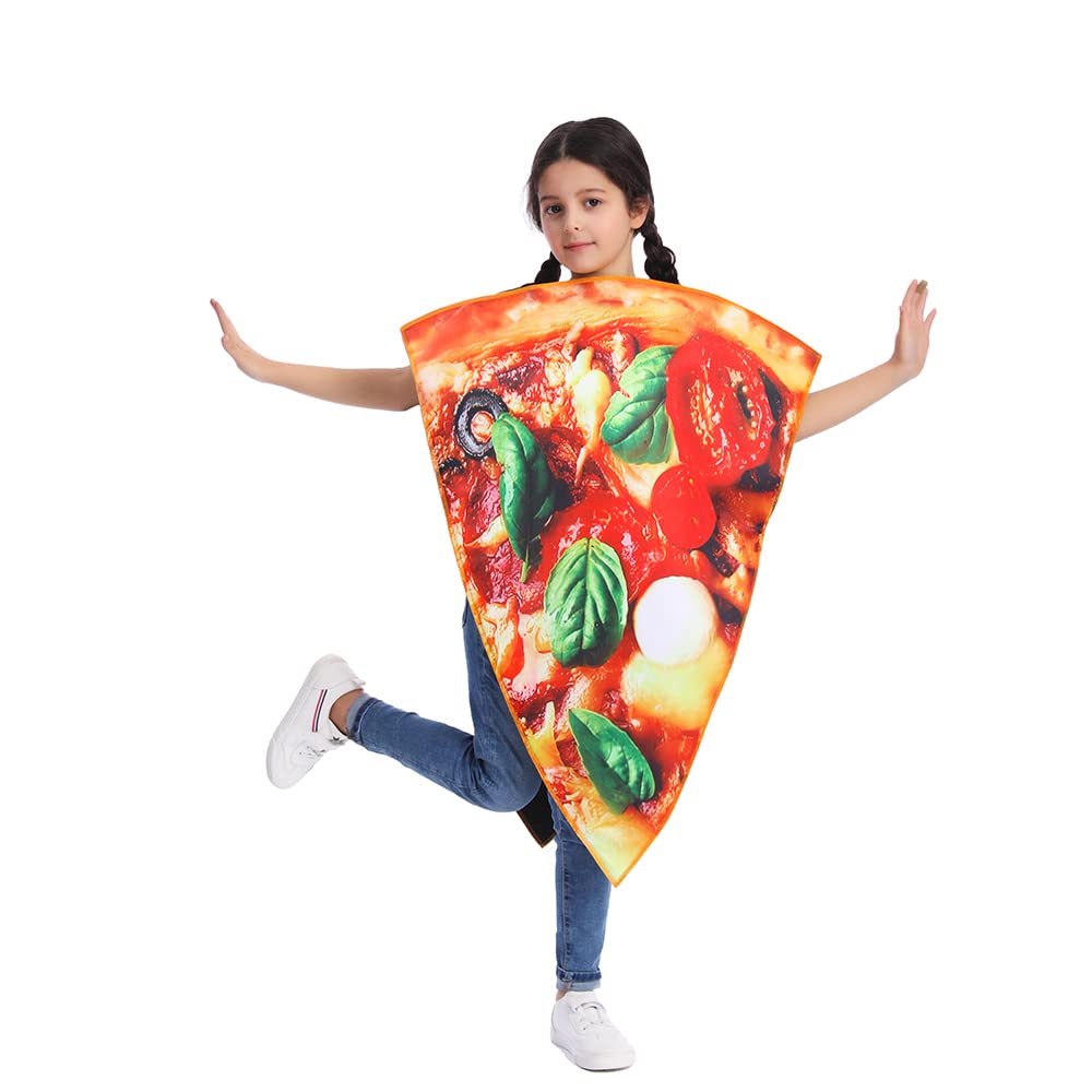 Dsplay Pizza Costume Kids Role Play Fun Food Slice Pizza Jumpsuit (4-10 Years)