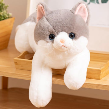 Grey Cat Plush Toy Realistic Cat Stuffed Animals, 20' Cute Soft Kitty Plushie Doll Gift For Boys Girls Birthday Christmas