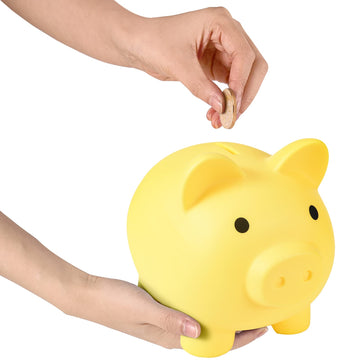 Pjdrllc Large Piggy Bank, Unbreakable Plastic Money Bank, Coin Bank For Girls And Boys, Large Size Piggy Banks, Practical Gifts For Birthday, Easter, Christmas (Yellow)