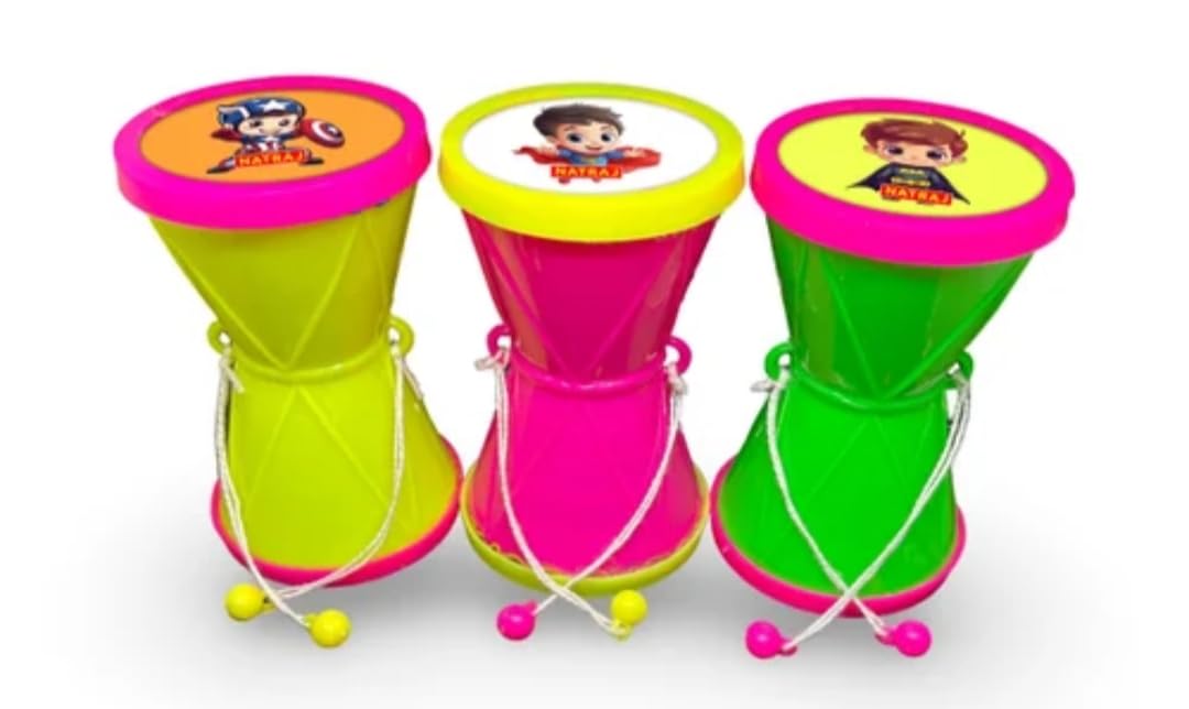 Kids Plastic Toy Damru (Pack Of 3 Pcs)