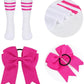 LMYOVE Classic Rose-red 5-Piece Cheerleading Set for Kids - Includes Top, Skirt, Pom Poms, Headband, and Socks,4-5Y