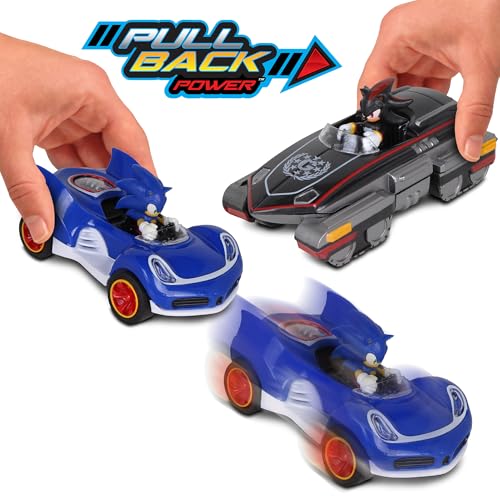 Nkok Sonic Transformed All-Stars Racing Pull Back Action: Shadow And Sonic Hedgehog, Two Vehicles, Video Game Legends, No Batter