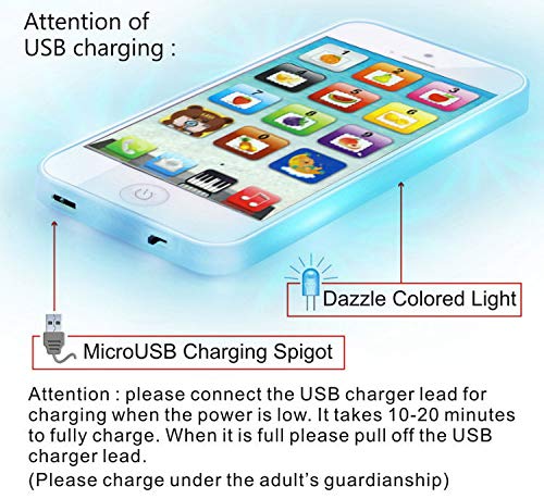 Cooplay Learning Smart Phone Toy Music Lullaby Song Touch Screen USB Recharable Cell Phone Mobile Yphone for Toddler Baby Ages 3
