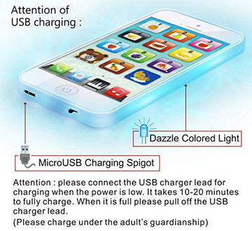 Cooplay Learning Smart Phone Toy Music Lullaby Song Touch Screen USB Recharable Cell Phone Mobile Yphone for Toddler Baby Ages 3