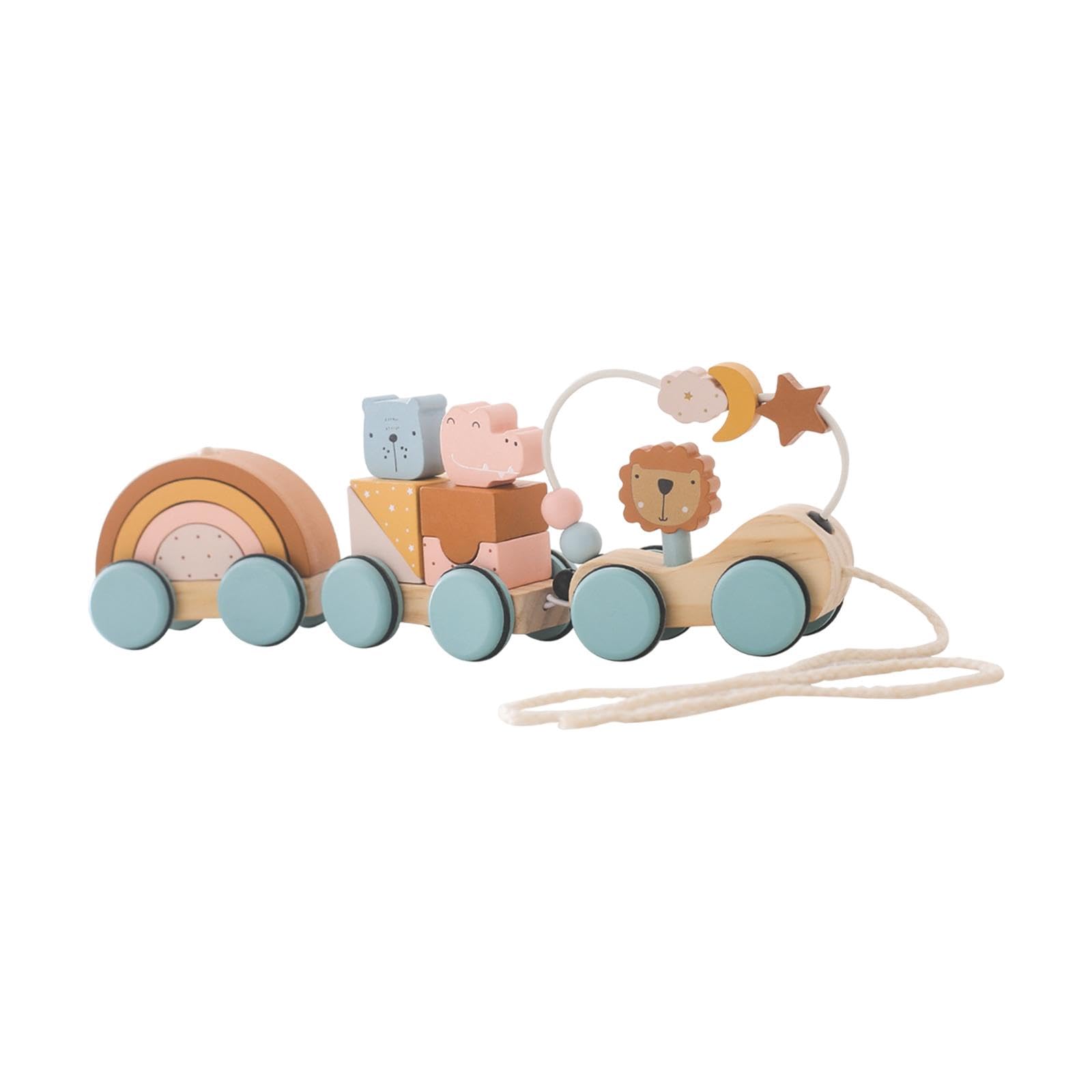 Calandis Baby Pull Along Toy Montessori Toy For 1 2 3 4 Years Old Boys Girls Children Building Block Train | Developmental Baby 