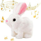 KEMLOZE Walking Hopping Bunny Toy  Wiggle Ears, Jumping Motion, Realistic Sounds  Interactive Plush Rabbit for Kids & Toddlers