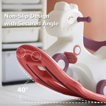 4 In 1 Rocking Horse For Toddlers 1-3 Years Old, Balance Bike Ride On Toys With Push Handle, Backrest And Balance Board For Baby Girl And Boy, Unicorn Kids Riding Birthday (Red)