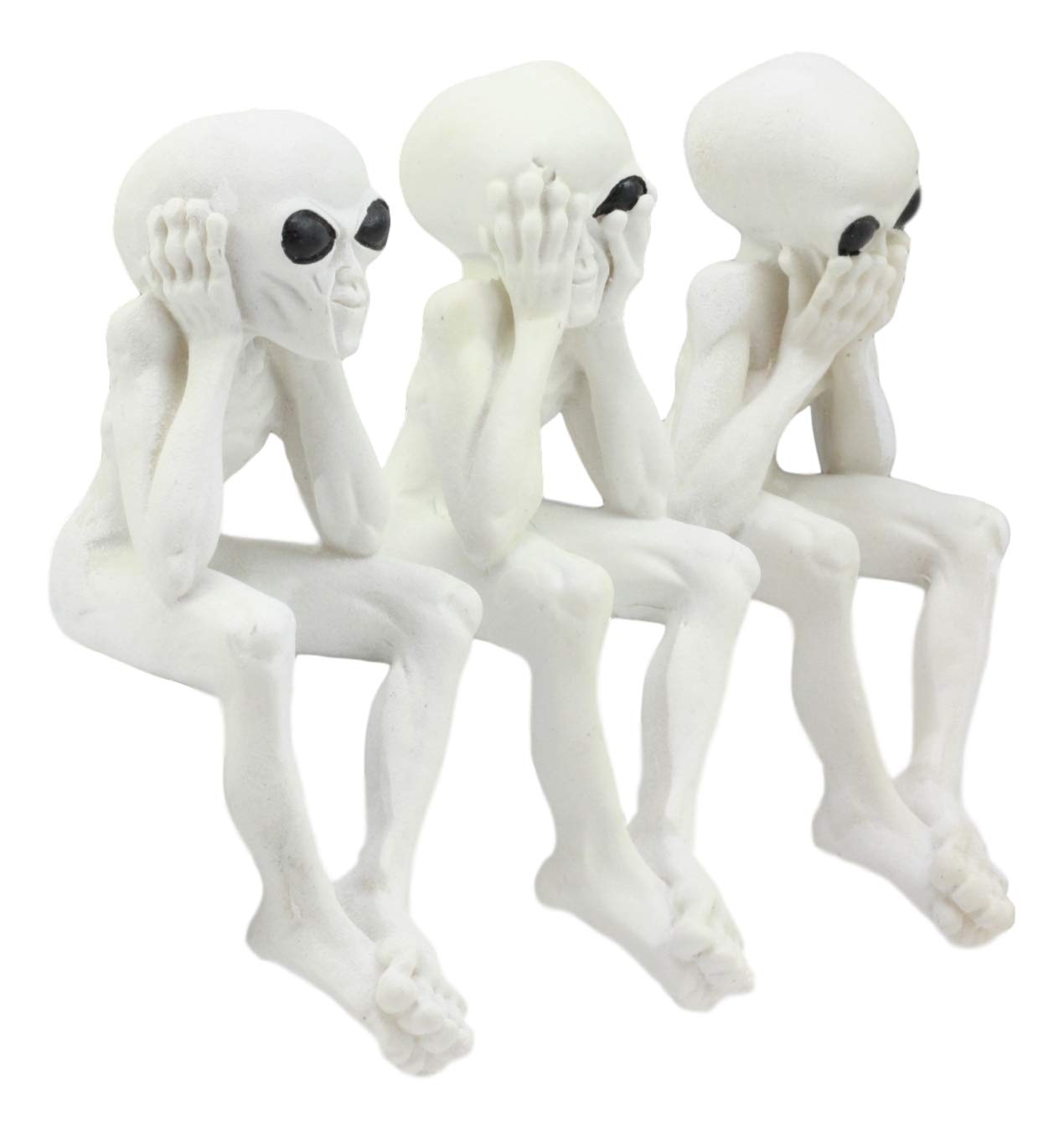 Ebros Glow In The Dark See Hear Speak No Evil Alien Shelf Sitters Set Of 3 Extra Terrestrial Creatures Alien Figurines