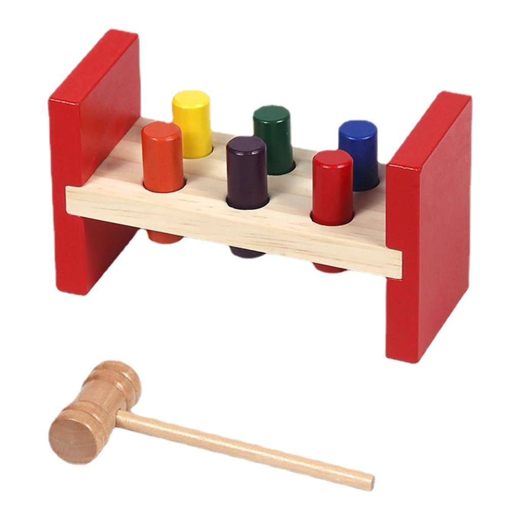 Ujeavette Montessori Toys Wooden Knock Toys Pounding Bench Kids Pounding Toy