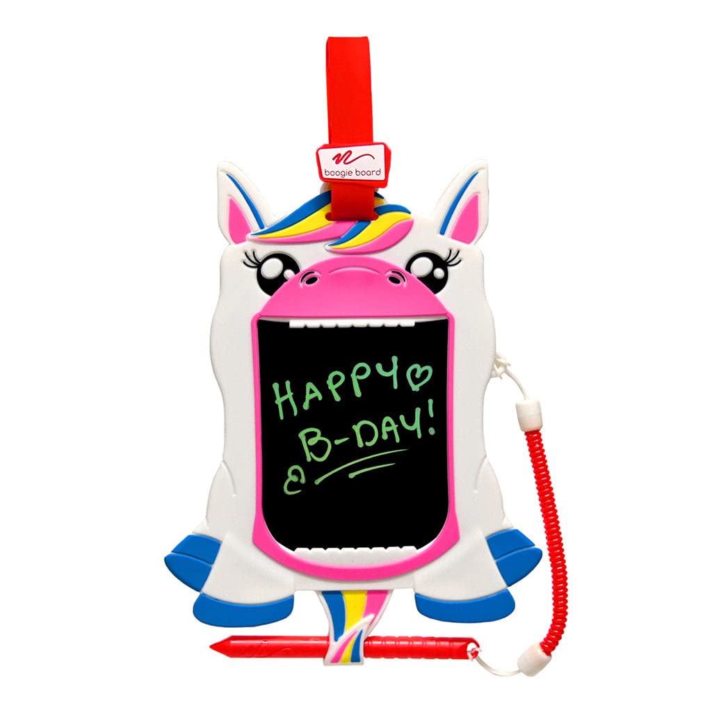 Boogie Board Kids Sketch Pals Portable Authentic Doodle Board, 4-Inch Reusable Drawing Pad With Attached Stylus, Perfect For Travel & Road Trips For Kids Ages 4+, Unicorn