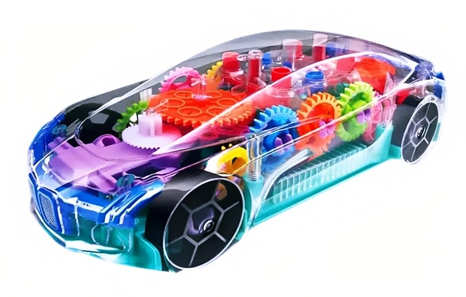 Umadiya Branded 3D Transparent Mechanical Car Toy For Kids With Gear Technology 3D Light Musical Sound & 360 Degree Rotation (Ge