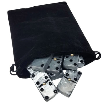 Marion & Co. Domino Double Six 6 Silver With Spinners Jumbo Tournament Professional Size In Black Elegant Velvet Bag