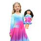 Bow Dream Cute Girl Dress And Matching American Girl Doll Clothes Accessories For Girls Dresses Size 130 Blue Pink
