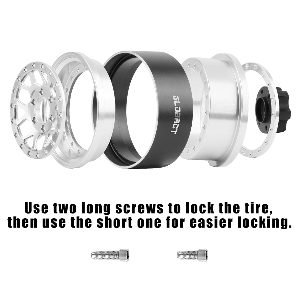 Globact Aluminum 1.9 Beadlock Wheel Rims Adjustable Offsets For Trx4 Trx6 Axial Scx10 Redcat Gen7 Gen8 Rc4Wd D90 1/10 Rc Crawler