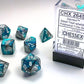 Steel And Teal Gemini Mini Dice With White Colored Numbers 10Mm (3/8In) Set Of 7 Chessex