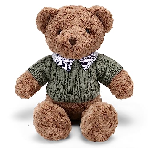 Riuhot Plush Teddy Bear With Shirt, Soft Stuffed Plushie Toys Gifts For Girlfriend Boyfriend Kid, 19.7 Brown Teddy Bear