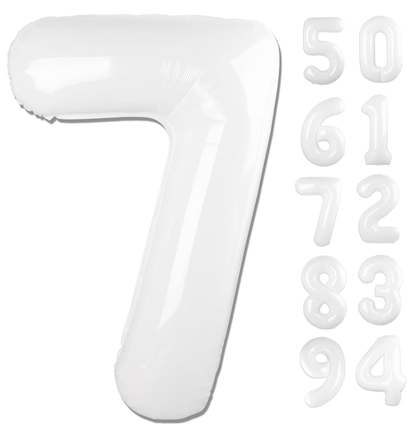 White 7 Balloon, Translucent Number Balloons 40 Inch, 7Th Birthday Decorations For Kids Girls Boys, White Party Decoration For W