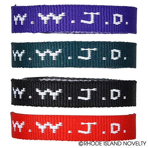 Rhode Island Novelty W.W.J.D. Webbing Bracelets, One Dozen Per Order