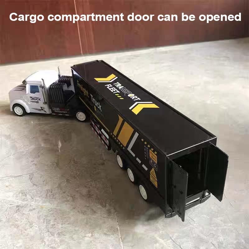 Rc Semi Truck Toy For Kids - 1:32 Remote Control Carrier Van Transport Car, 17.3'' Freight Container Truck With 2 Batteries, Sem