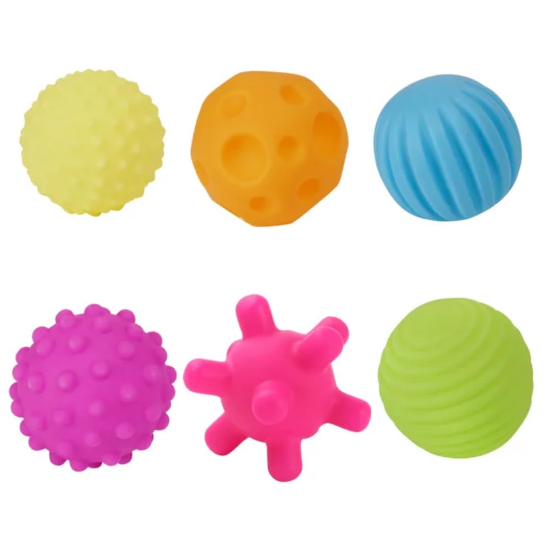 Sawkirp darshraj Sensory Textured MultiColour Rubber Balls for Babies, Set of 6, Development Toy