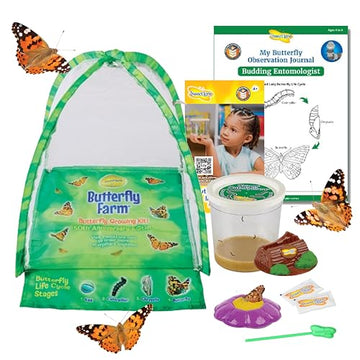 Insect Lore Butterfly Farm™ | Butterfly Kit With Live Cup Of Caterpillars | 5 Caterpillars, Reusable Habitat, Stem Butterfly Journal & More