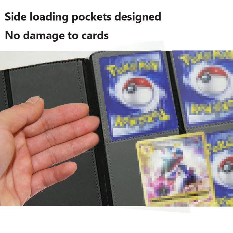 160 Pockets Trading Card Sleeves, Side Loading Pocket Binder, Album Pages Card Collector Coin Holders Wallets Sleeves Set (Black