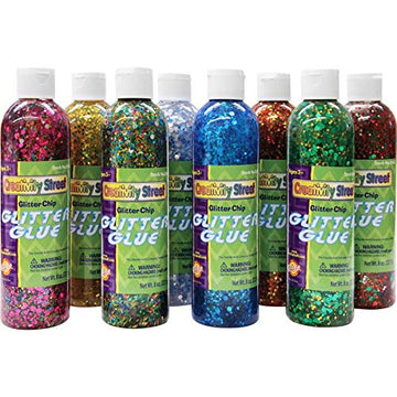 Chenille Kraft Glitter Chip Glue, 8 Color, Set 8-Ounce Bottles