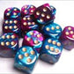 Chessex Manufacturing 26649 D6 Cube Gemini Set Of 12 Dice  16 Mm - Purple & Teal With Gold Numbering
