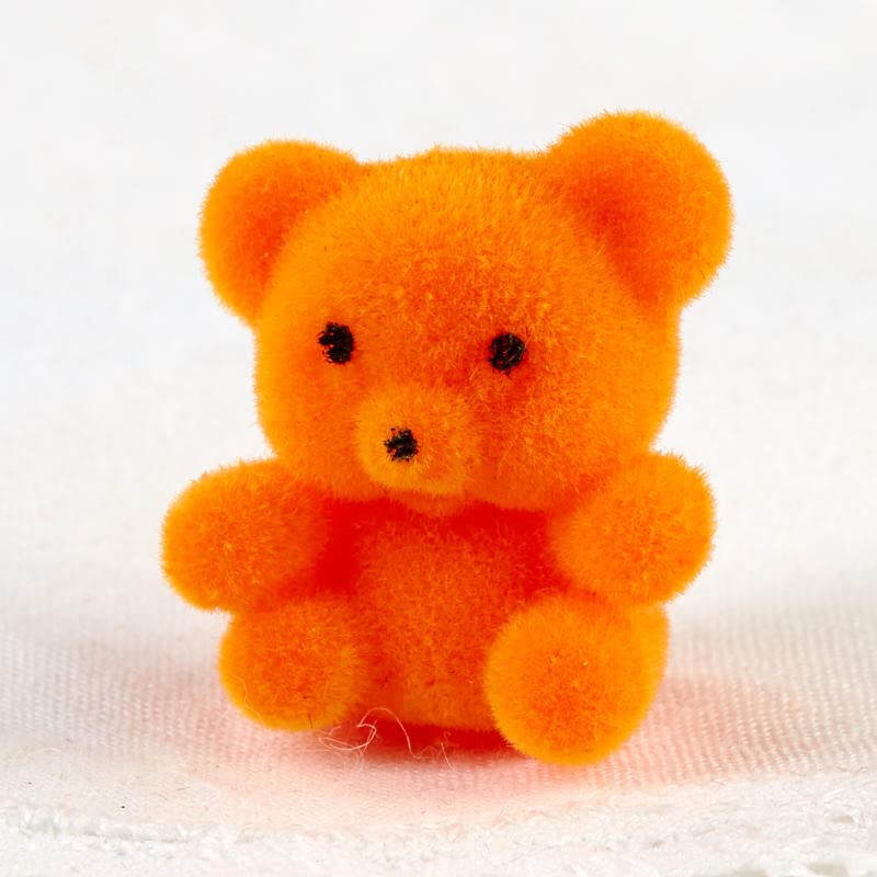 Factory Direct Craft Package Of 24 Sitting Flocked Orange Miniature Teddy Bears - Tiny Bear Shaped Figurines (Size: 1 Inch)