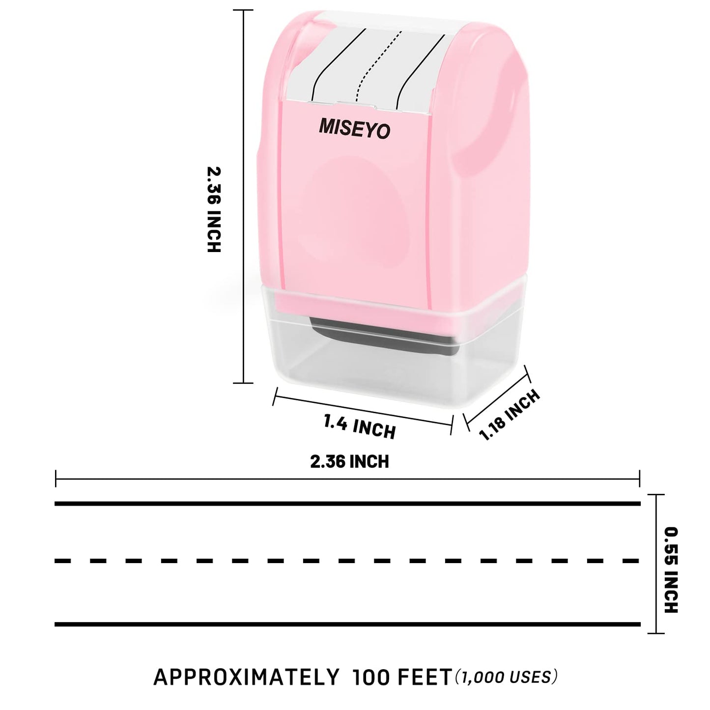 Miseyo Dashed Handwriting Lines Practice Roller Stamp,Self-Inking Line Rolling Stamps for Kids Writing - Pink