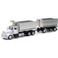 Kenworth W900 Double Dump Truck with Trailer in Red and Chrome, cab is die-cast Metal, Balance is high Impact Plastic,unisex-chi