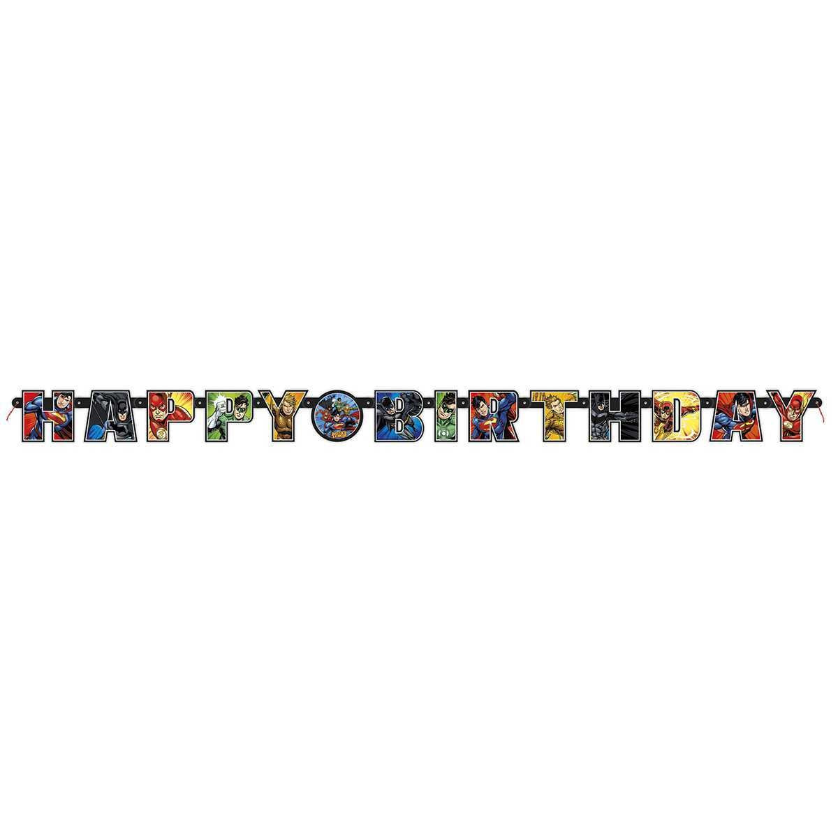 Unique Justice League Happy Birthday Jointed Banner - 6.5 Ft, 1 Pc