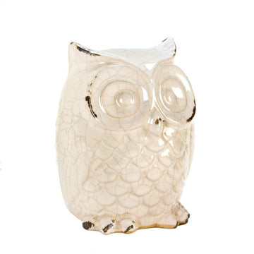Distressed White Owl Figurine 4.62X4.75X6.5'